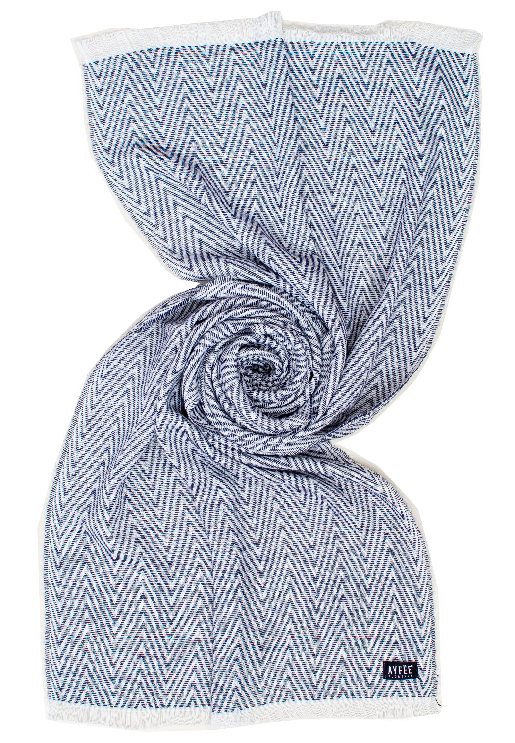 STOLA JACQUARD CHEVRON, 80%PC 10%WO 5%VI 5%WP, MADE IN ITALY   - BLUE